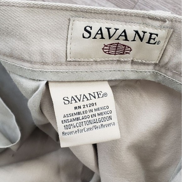Savane light tan casual pants with pleated front and cuffed hem size 42/30 - Picture 6 of 6